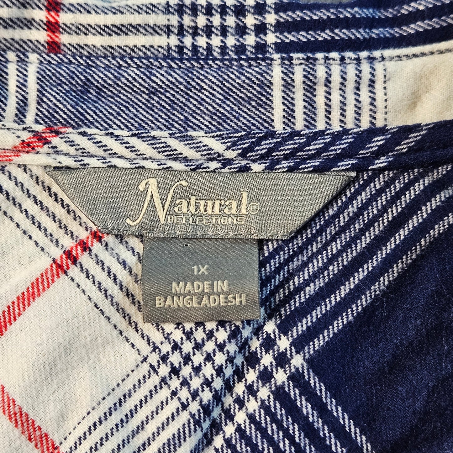Natural Reflections blue plaid flannel long-sleeve shirt, 1X