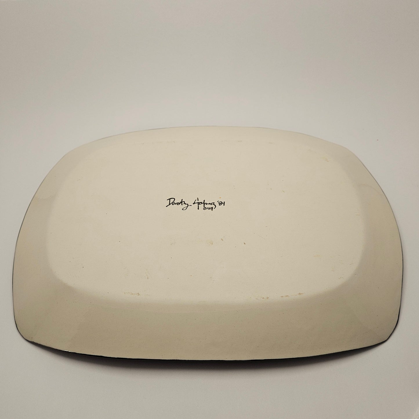 RARE Vintage Dorothy Hafner STATS 17" Platter, 1984, Black Lattice pattern