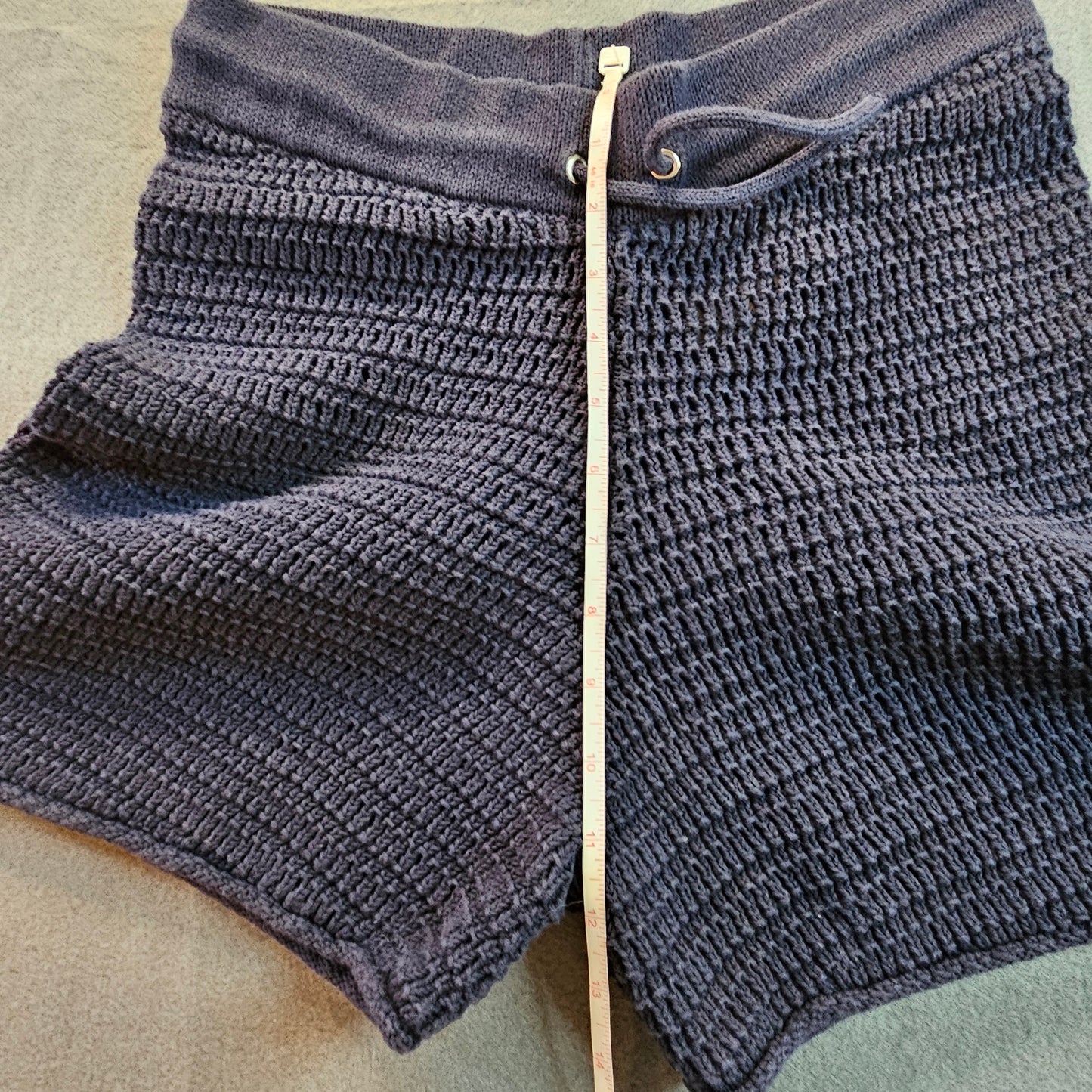 Zara 100% cotton knit shorts in dark blue, medium