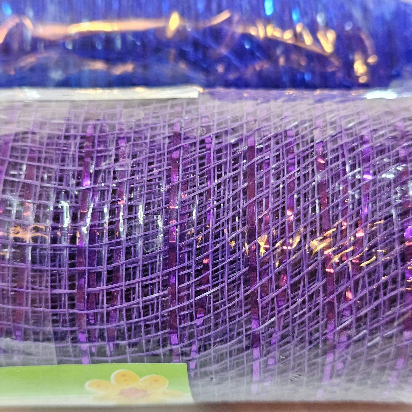 Floral Garden decorative mesh 6 inch ribbon, 2 royal blue, 1 purple