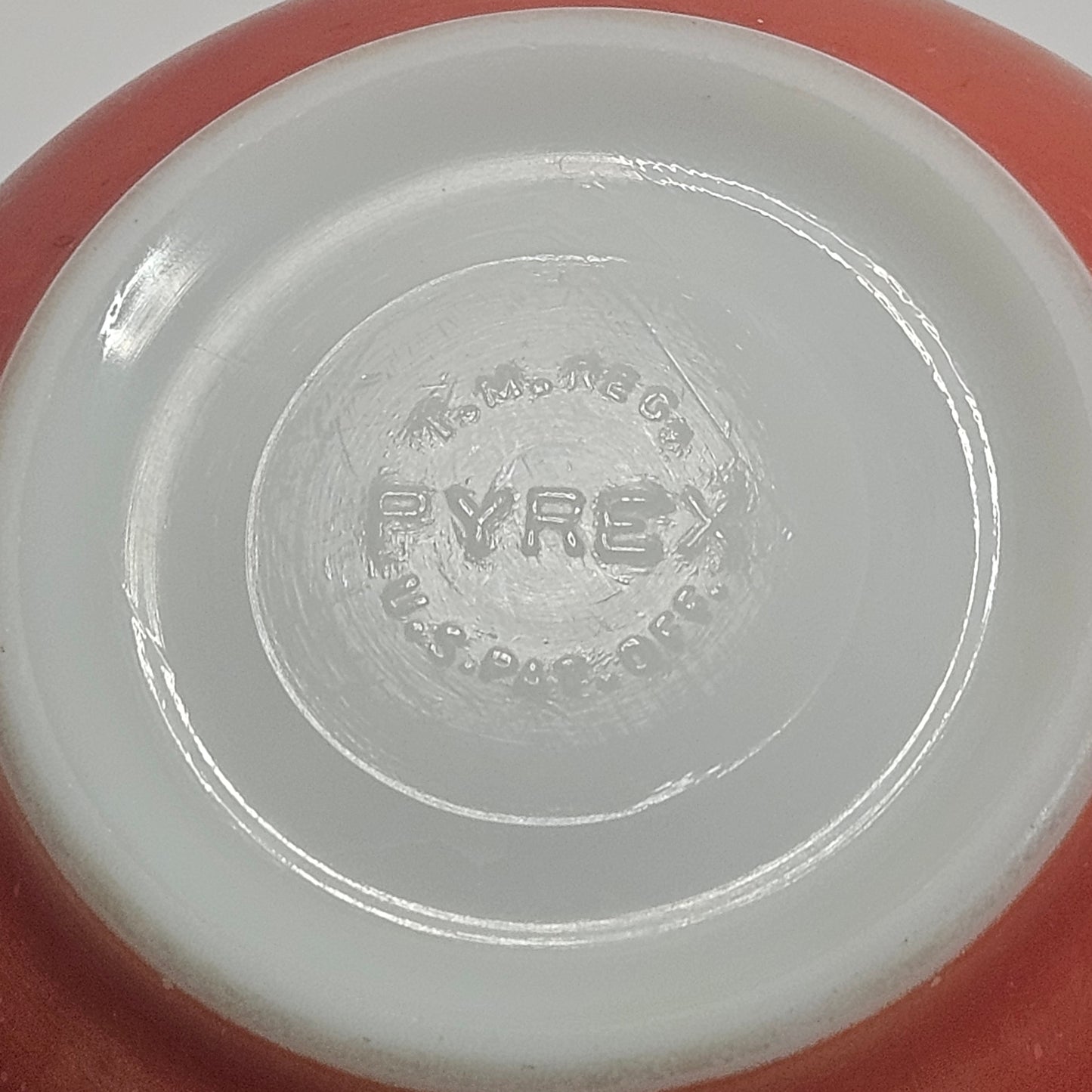 Vintage Pyrex primary red mixing bowl, TM REG USA early stamp