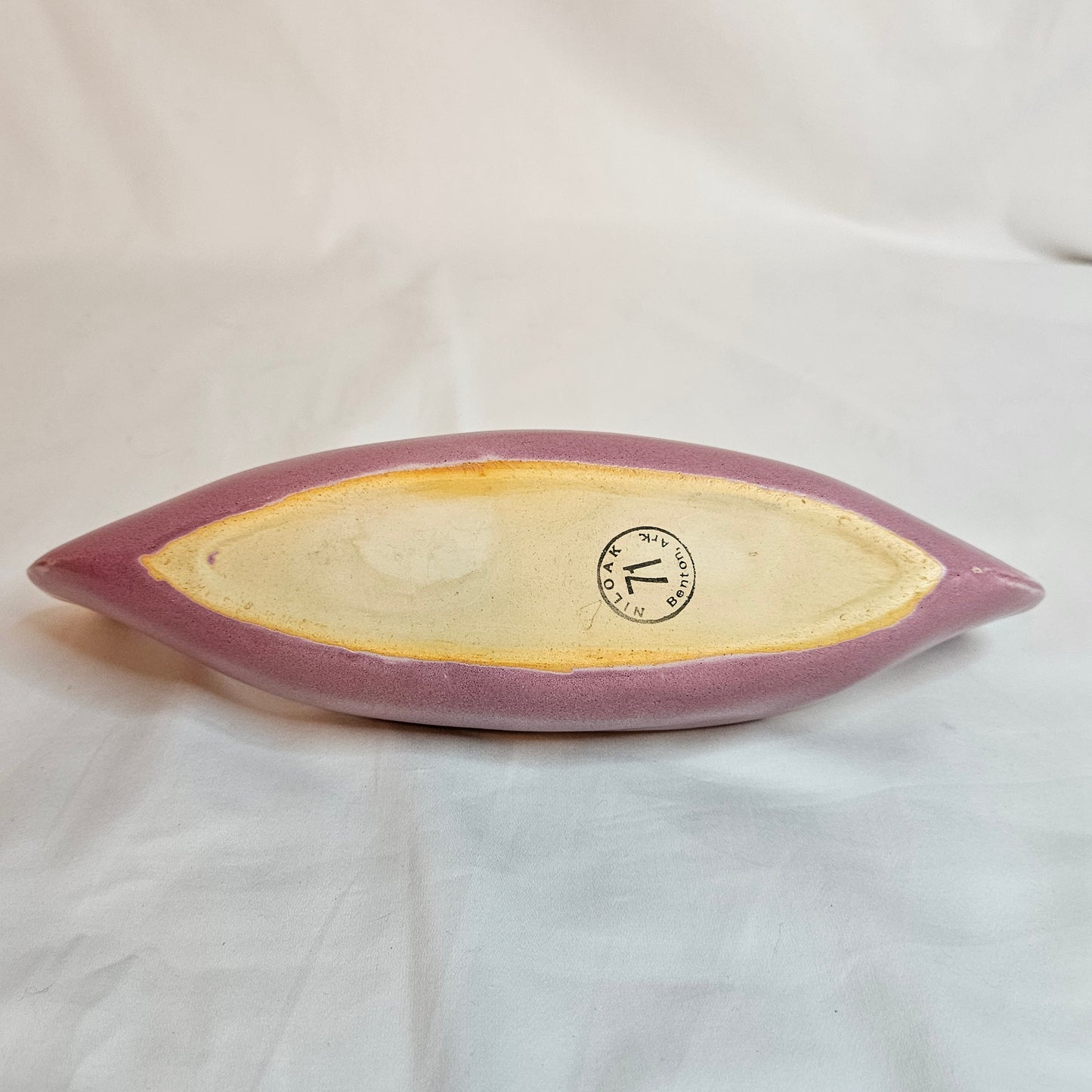 Niloak Pottery vintage Indian Canoe, color Ozark Dawn II, 11 inches long