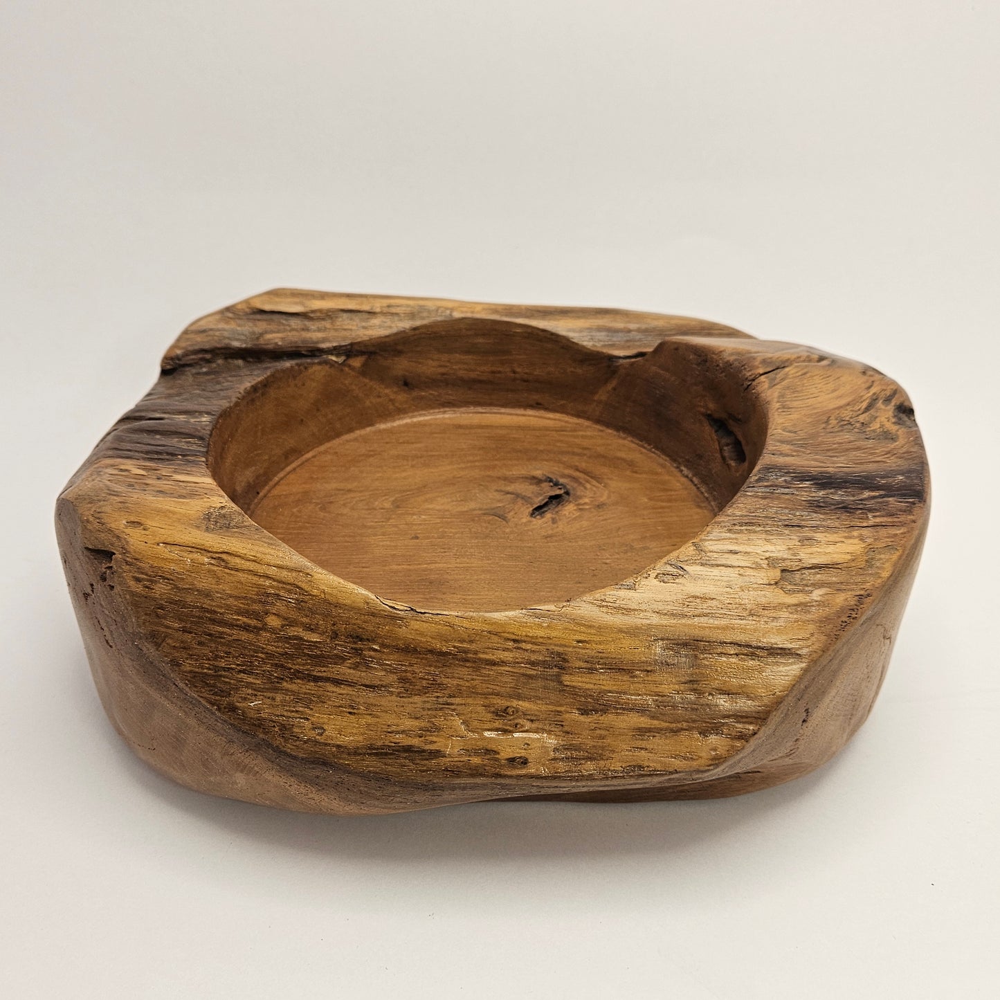Vintage British Gardens teak bowl, 9.5x8x4 inches with 6 inch interior