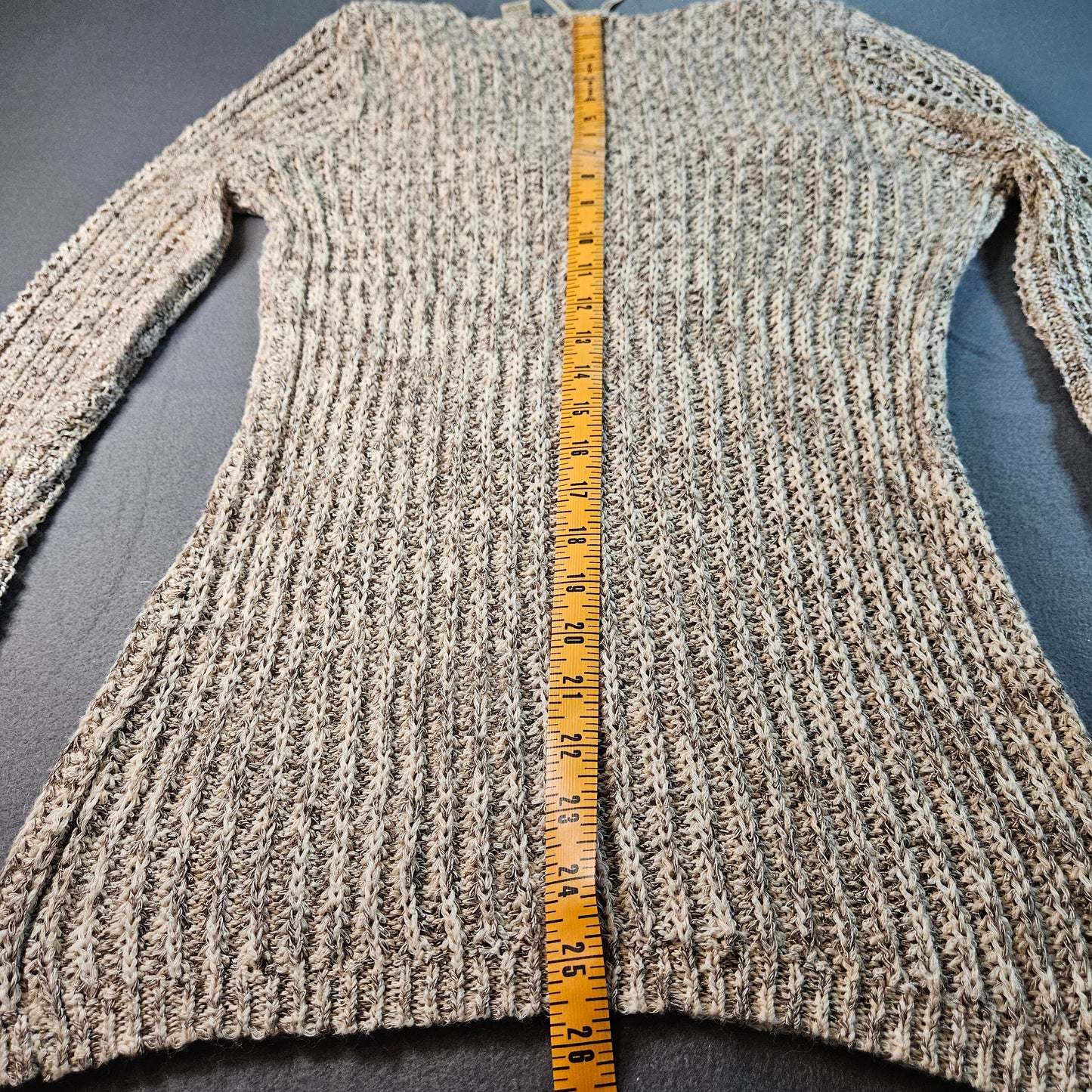 Gimmicks By BKE Open Knit Fringe Boho Long Sleeve Sweater, Large