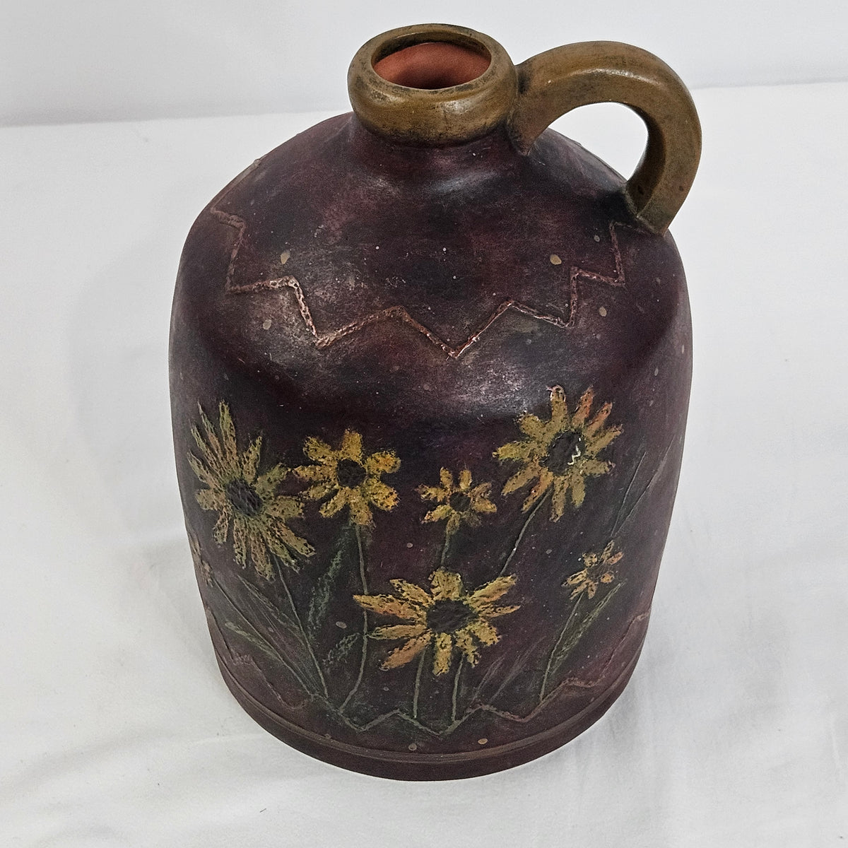 Bob's Pottery Susan Winget designed Golden Garden brown jug