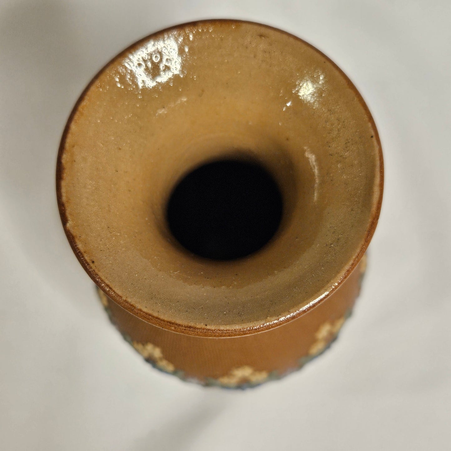 Antique Doulton Lambath Silicone ware miniature stoneware vase, 4.75" tall