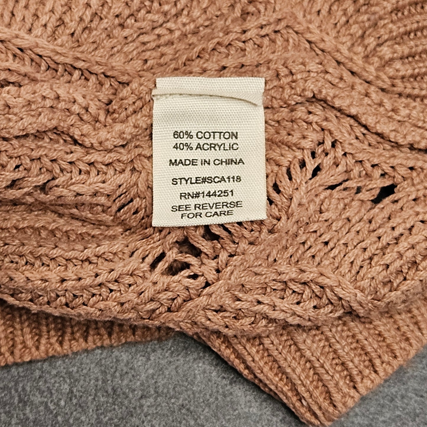 Moon & Madison long sleeve, scoop neck, open weave sweater, XS
