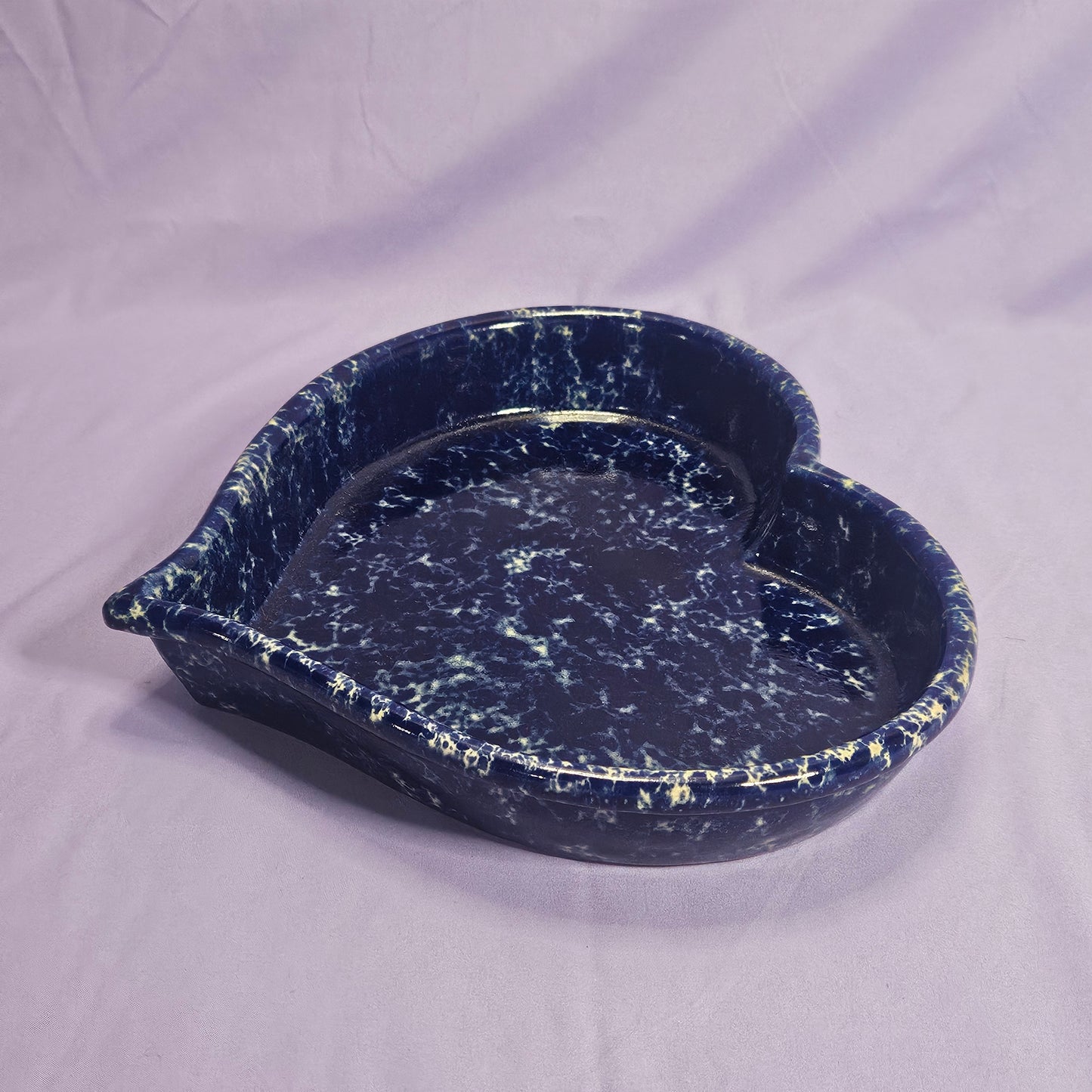 Bennington Potters 1951dg Blue Agate heart shaped 12" baking dish