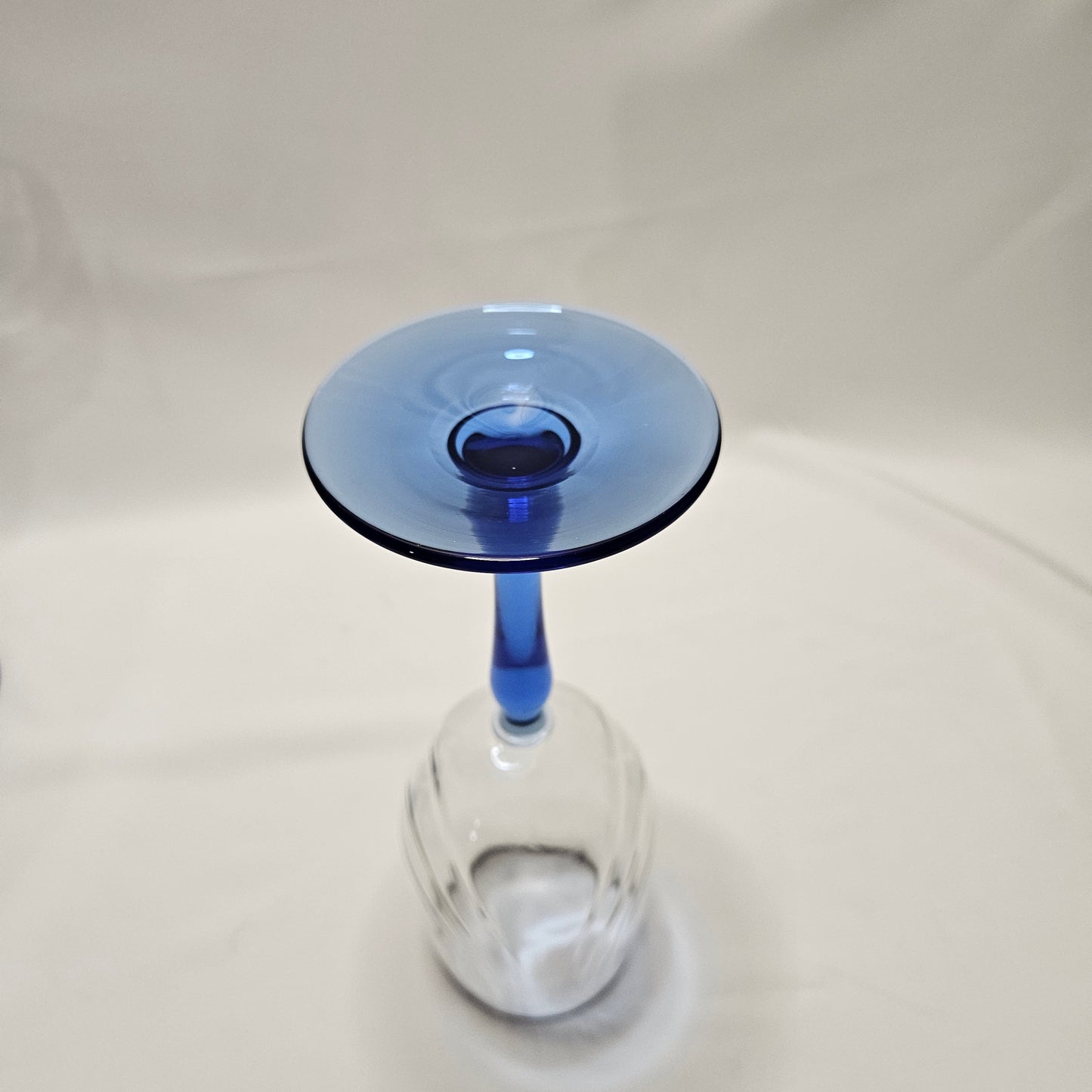 Lenox Gold Rim Cobalt Blue Stem Wine Glasses, 8" tall, Set of 7
