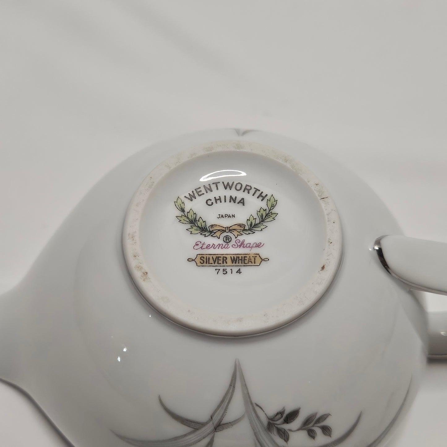 Wentworth China Silver Wheat sugar bowl and cream pitcher set