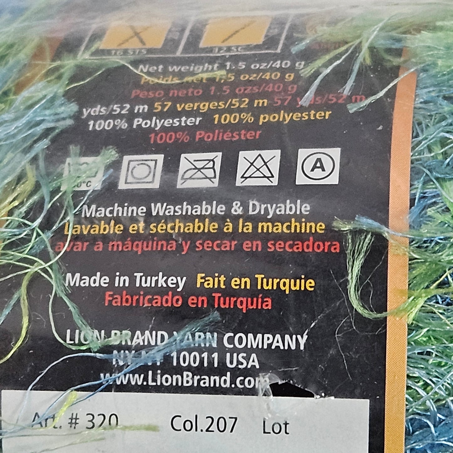 Lion Brand Fun Fur Stripes, Citrus, 3 skeins, Polyester