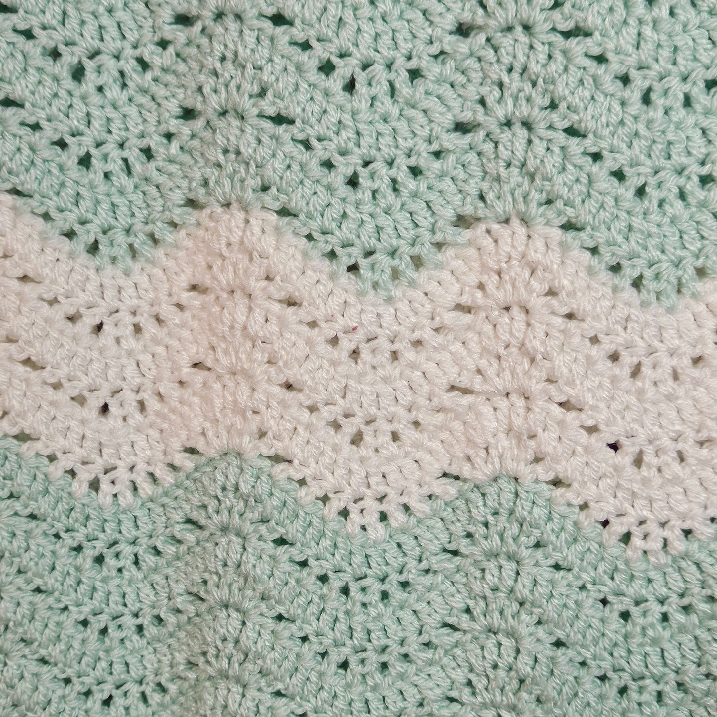 30" x 40" pastel green crochet blanket