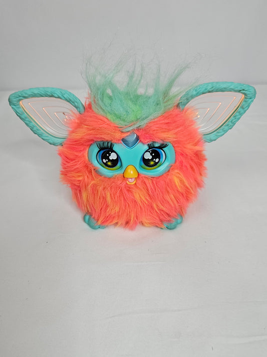 Coral Orange Tye Dye Furby from 2023, Interactive Plush Toy, by Hasbro, works