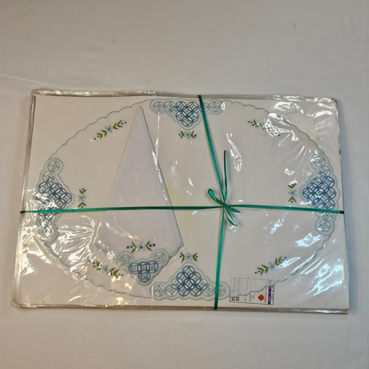 Vintage embroidered placemats and napkins, set of 8, never used