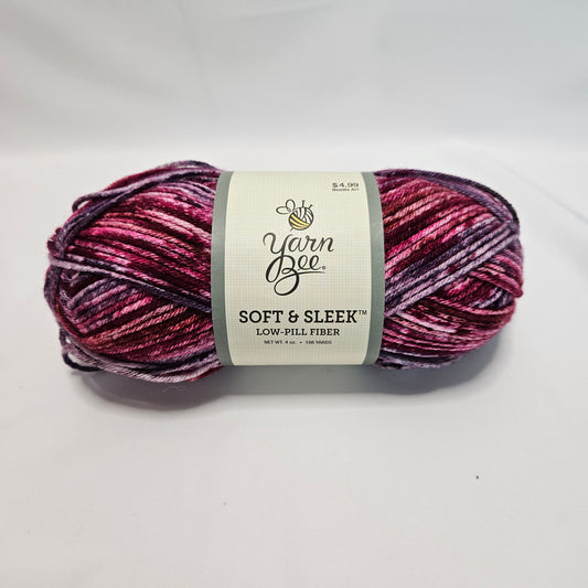 Yarn Bee Soft & Sleek low pill acrylic yarn, color Berry Mix