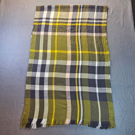 Shiraleah Chicago green, yellow, black and white plaid scarf, soft, woven acrylic fiber