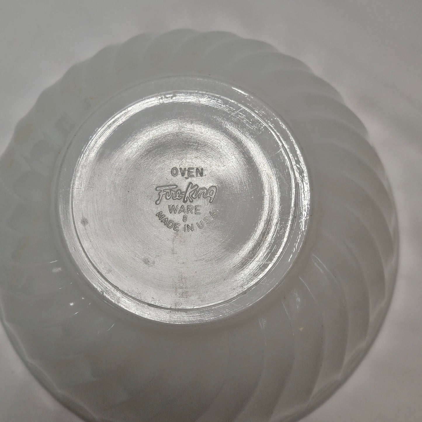 Vintage Fire-King White Swirl 8" mixing bowl