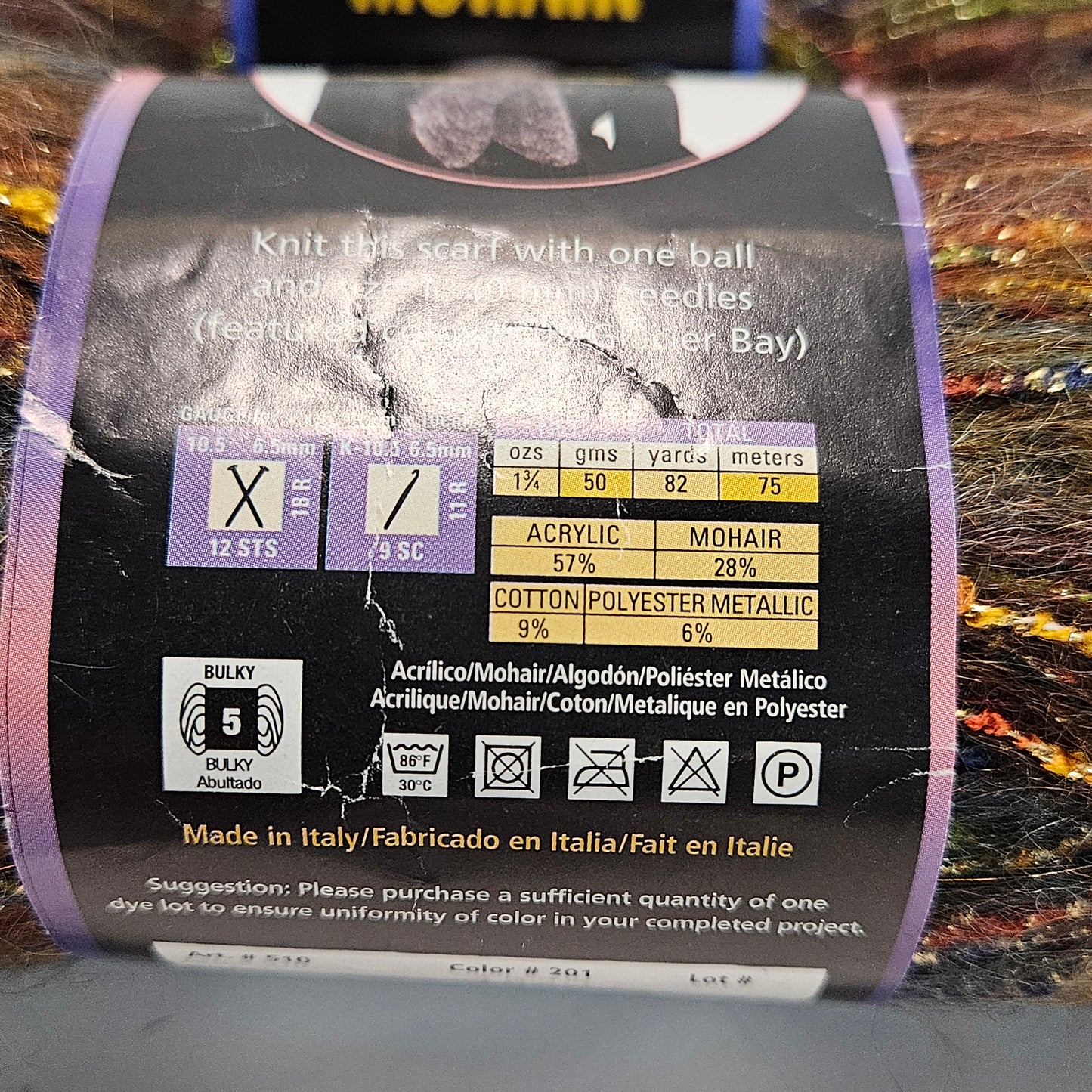 Moonlight Mohair, Lion Brand,various colors, Mohair blend yarn