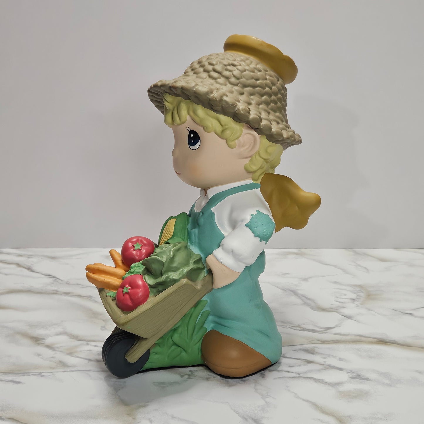 Precious Moments 10" figurine, Angel Boy with Wheelbarrow