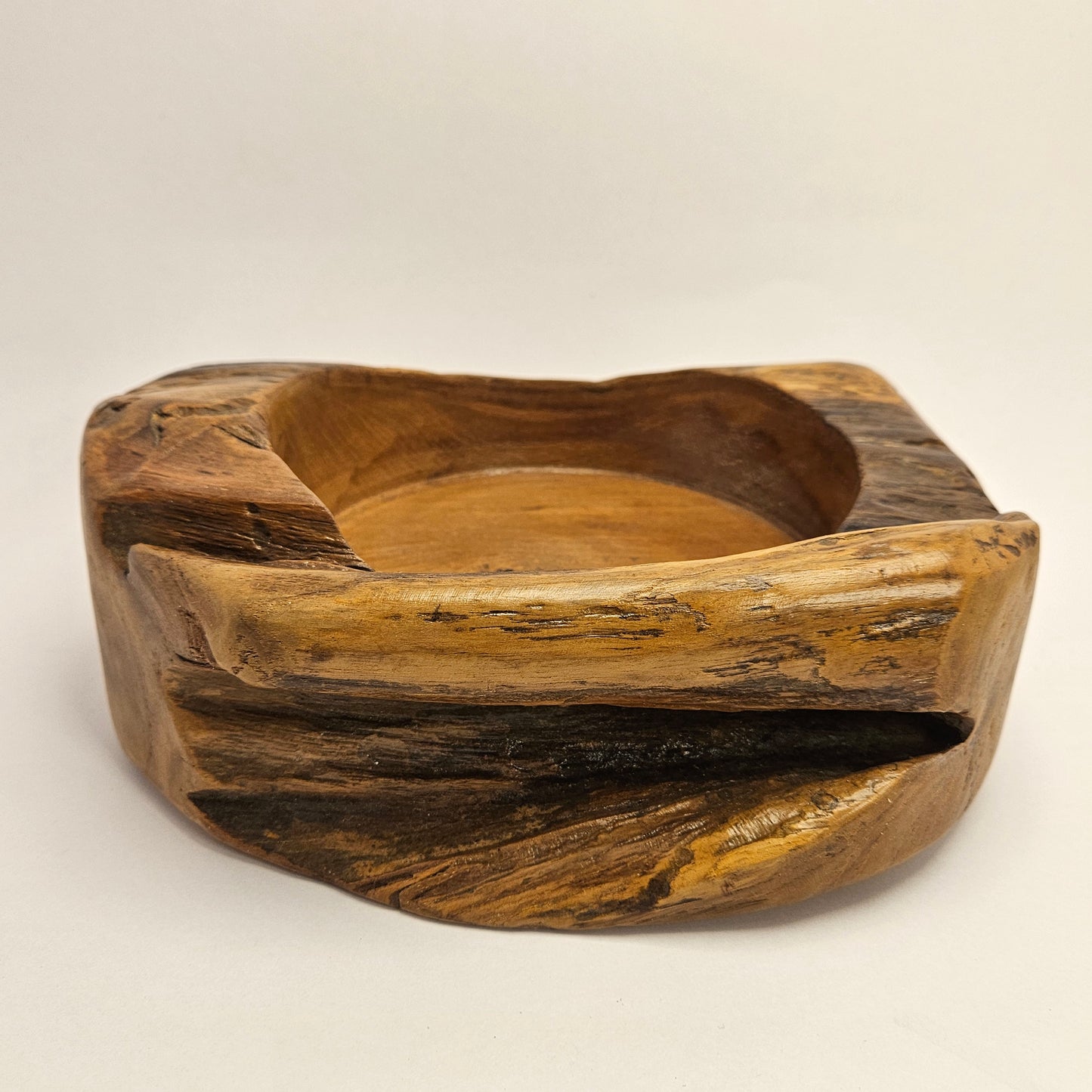 Vintage British Gardens teak bowl, 9.5x8x4 inches with 6 inch interior