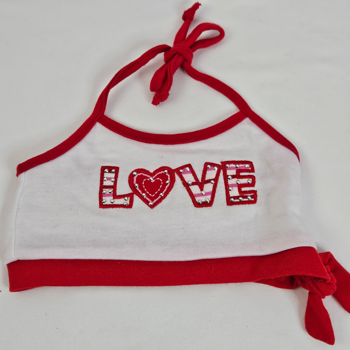 Build-A-Bear Love denim skirt and halter top