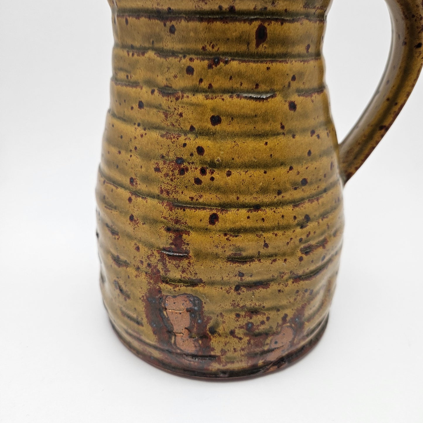 Studio Art Pottery Hand Thrown Stoneware Pitcher Vintage Signed by Artist 8"