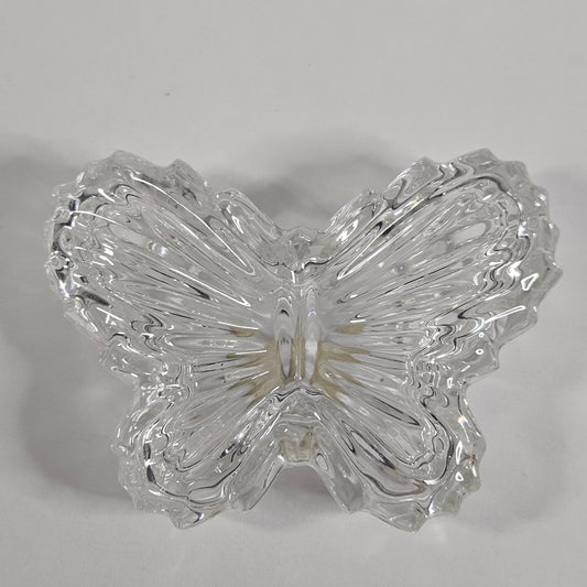 Vintage Zajecar 24% lead crystal butterfly trinket dish with lid