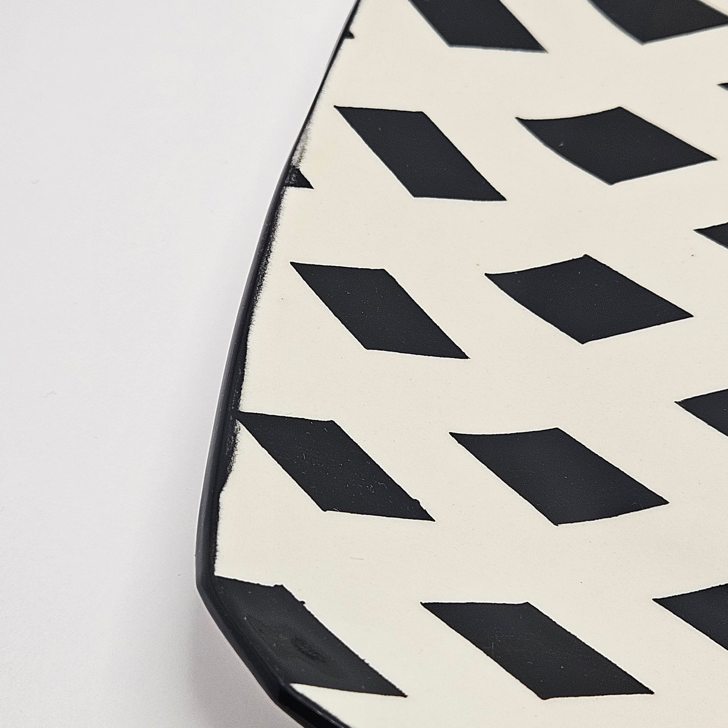 RARE Vintage Dorothy Hafner STATS 17" Platter, 1984, White Harlequin pattern