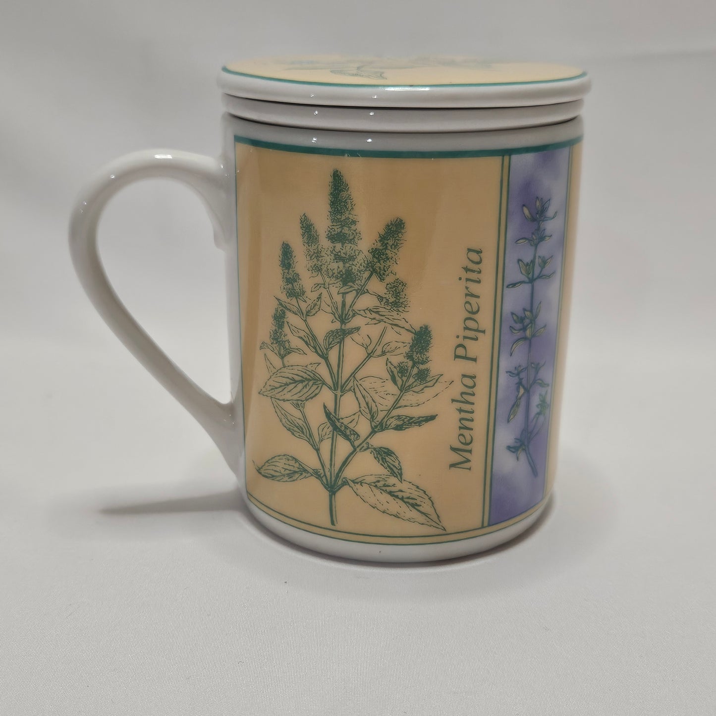 Danesco Ceramic Mug with Tea Infuser, Herbal plant designs
