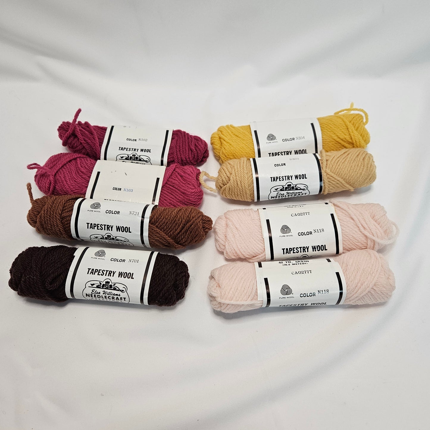 Vintage Tapestry Wool Yarn, Elsa Williams Needlecraft Collections, lot of 8 skeins