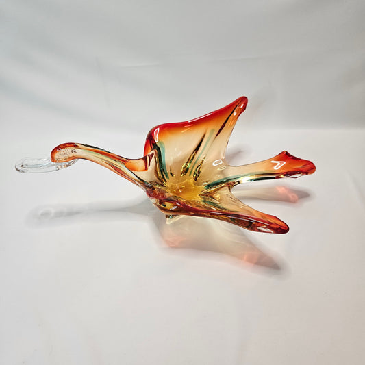 Vintage Murano style blown glass decorative duck, 13" x 8" x 4"