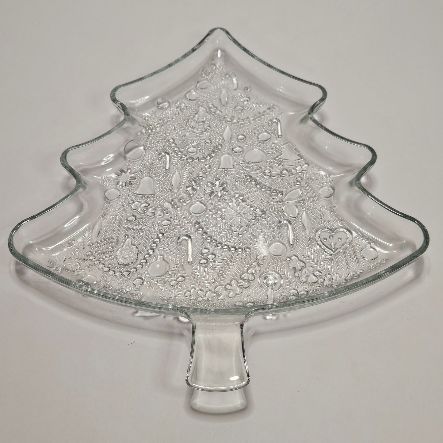 Vintage Indiana Glass Christmas Tree Glass Serving Tray, 12"