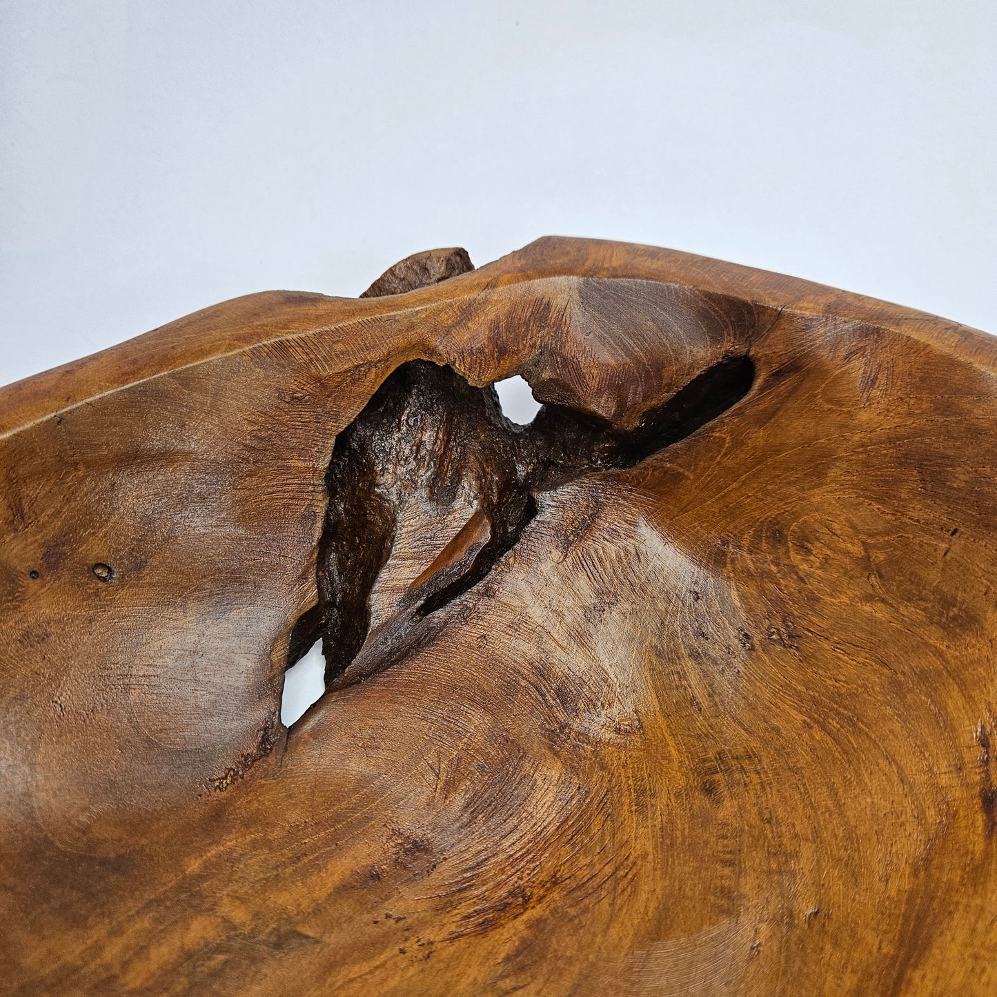 Vintage British Gardens teak decorative bowl, 10 x 11 x 3 inch