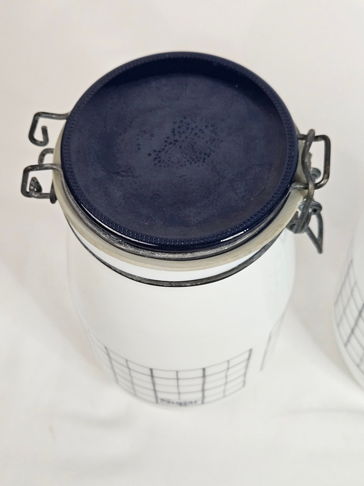 Wheaton Milkglass Sugar and Flour Canister Set with wire clamp closures