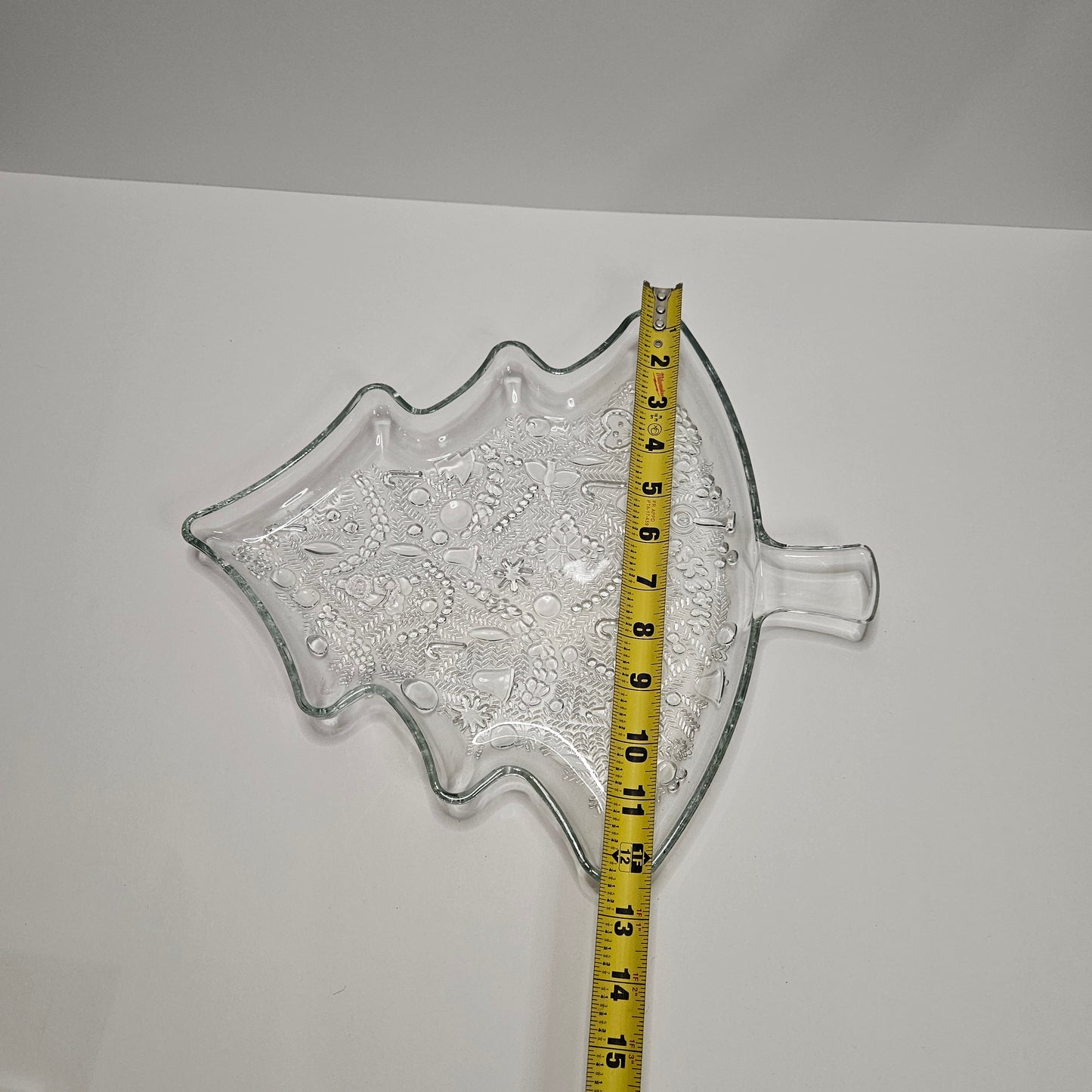 Vintage Indiana Glass Christmas Tree Glass Serving Tray, 12"