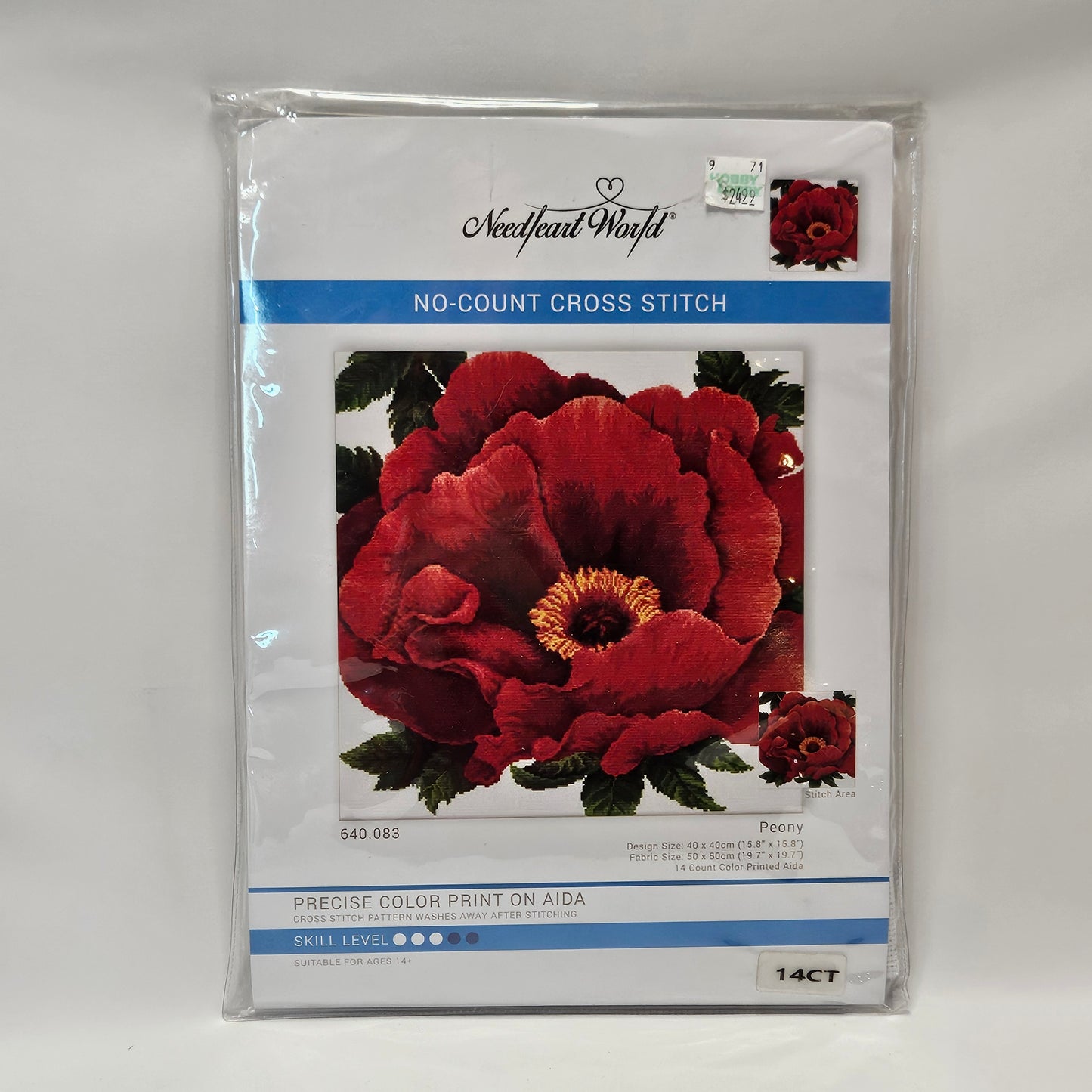 Needleart World No-Count Cross Stitch Kit, Peony
