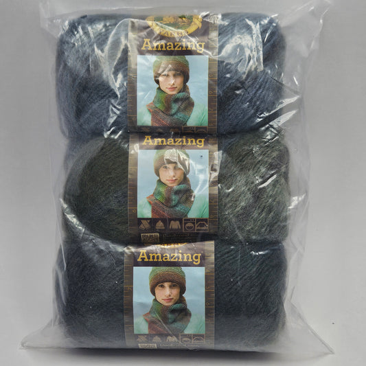 Lion Brand Amazing Yarn 53% wool 47% acrylic 3 Skeins Same Lot, Olympia, 4 Med