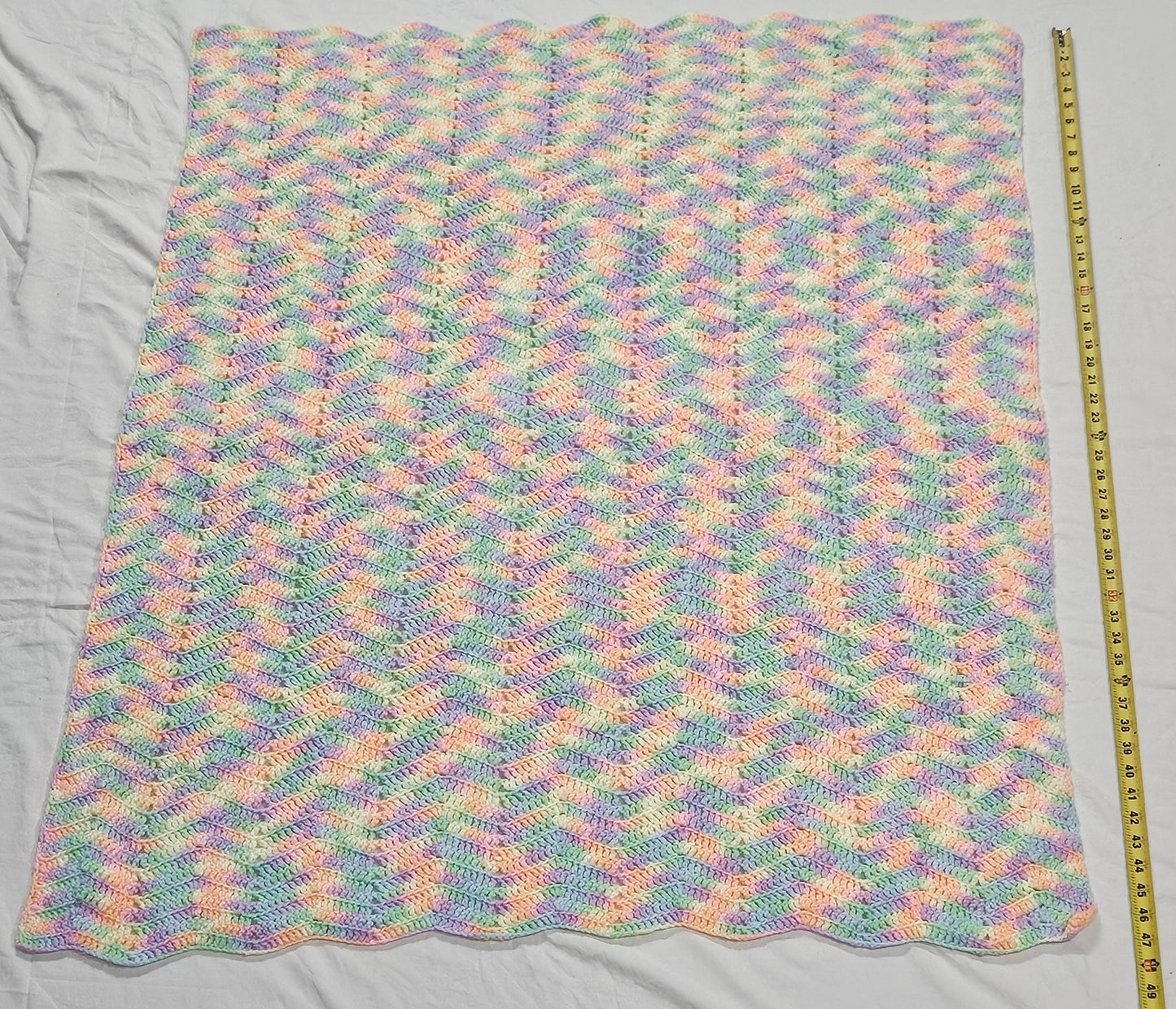 48" x 40" pastel crocheted blanket