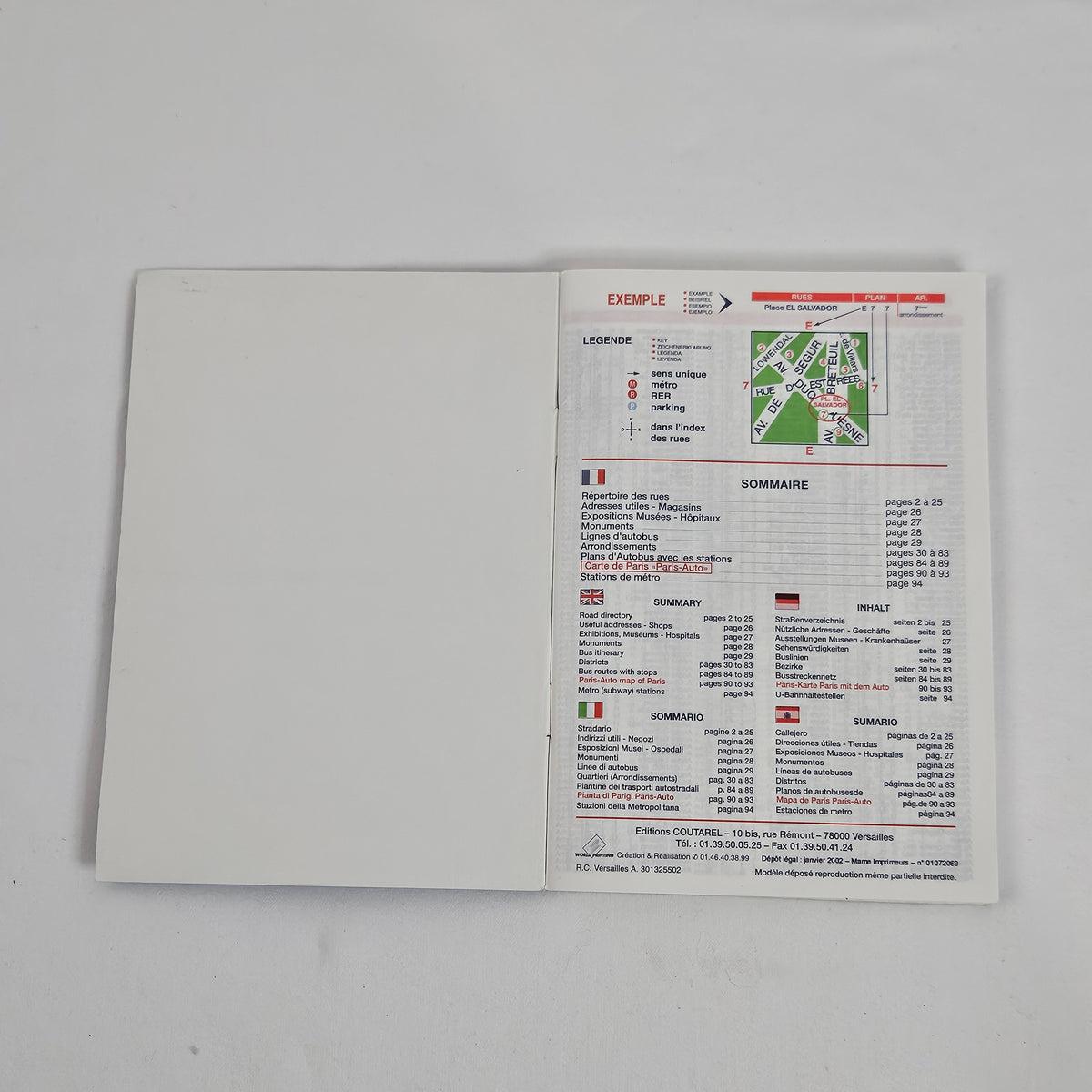 Vintage Paris Pocket Map, 2002