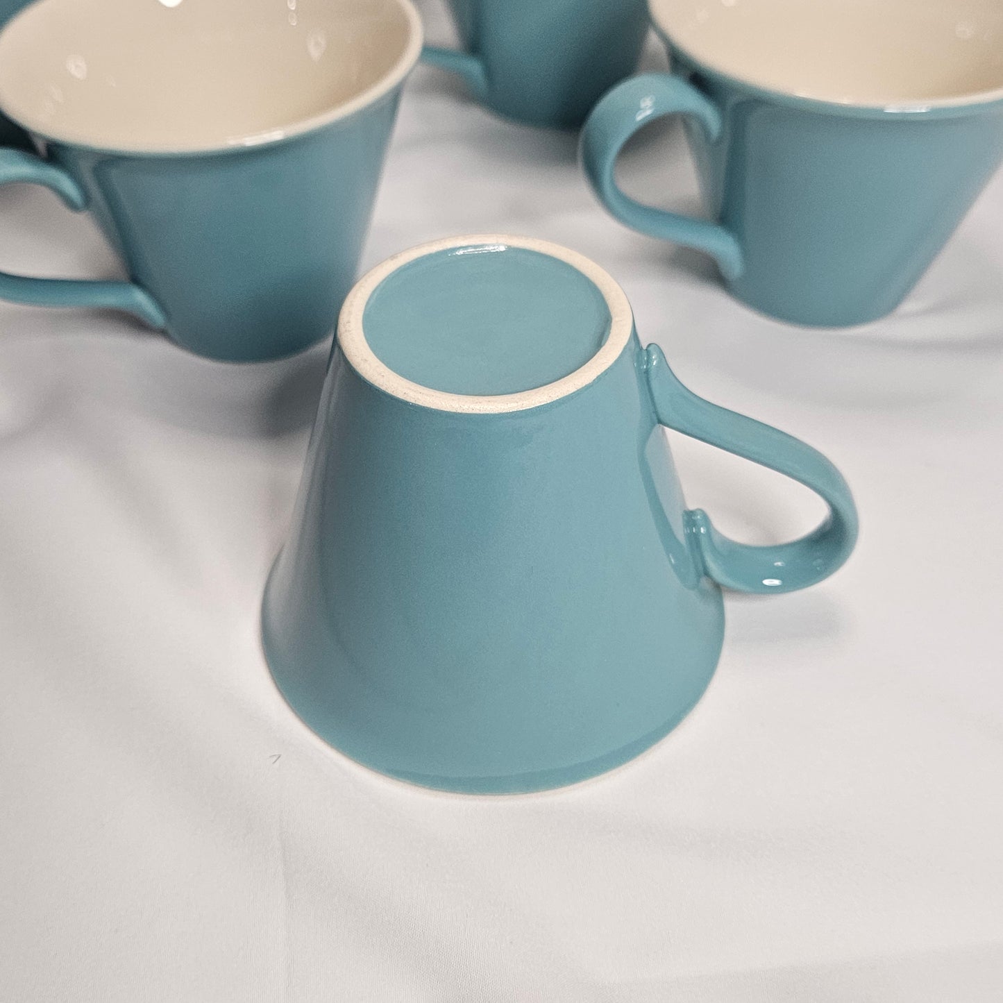 Vintage blue ceramic coffee cups, set of 10 cups