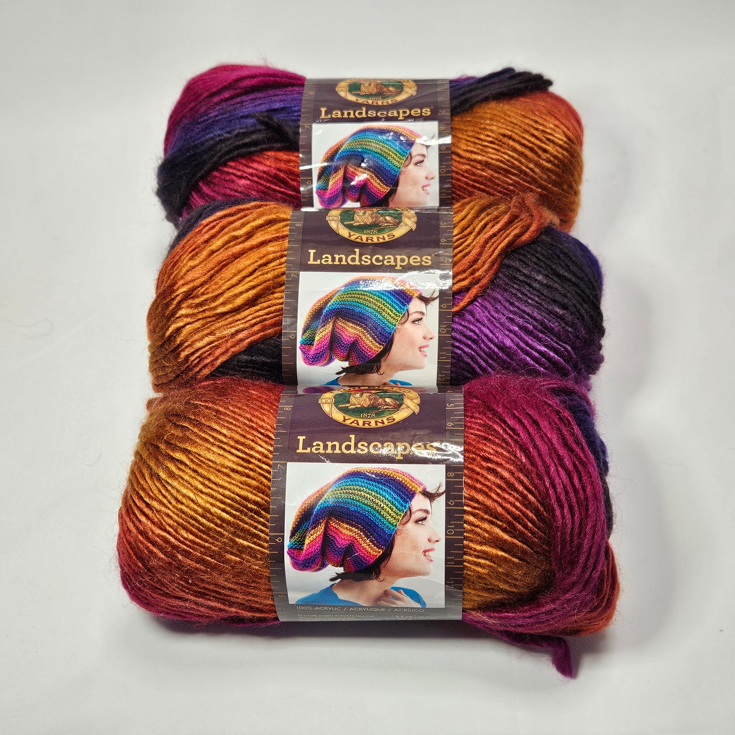 Lion Brand Landscapes acrylic yarn, Volcano, 3 skeins, 4 medium