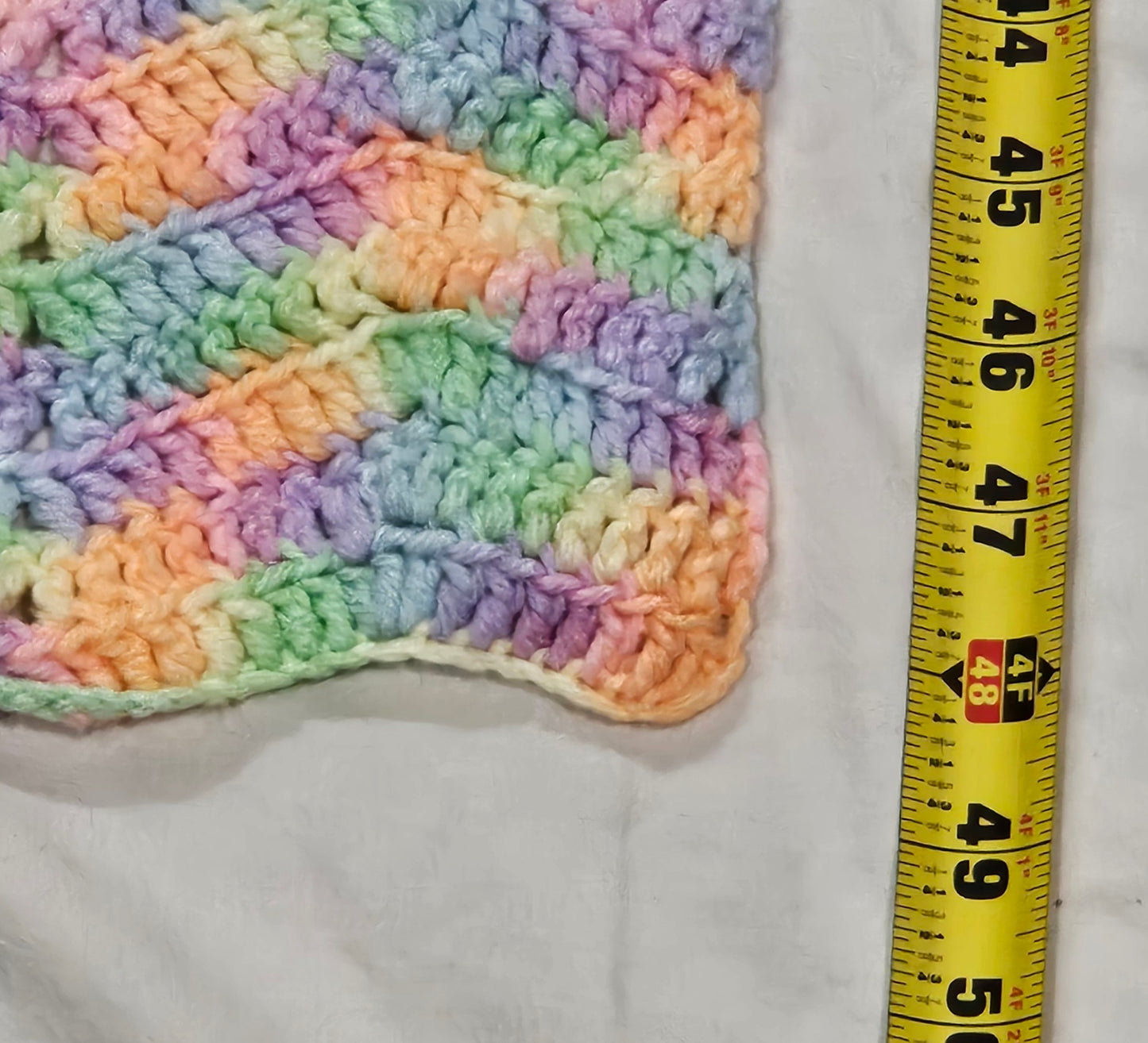 48" x 40" pastel crocheted blanket