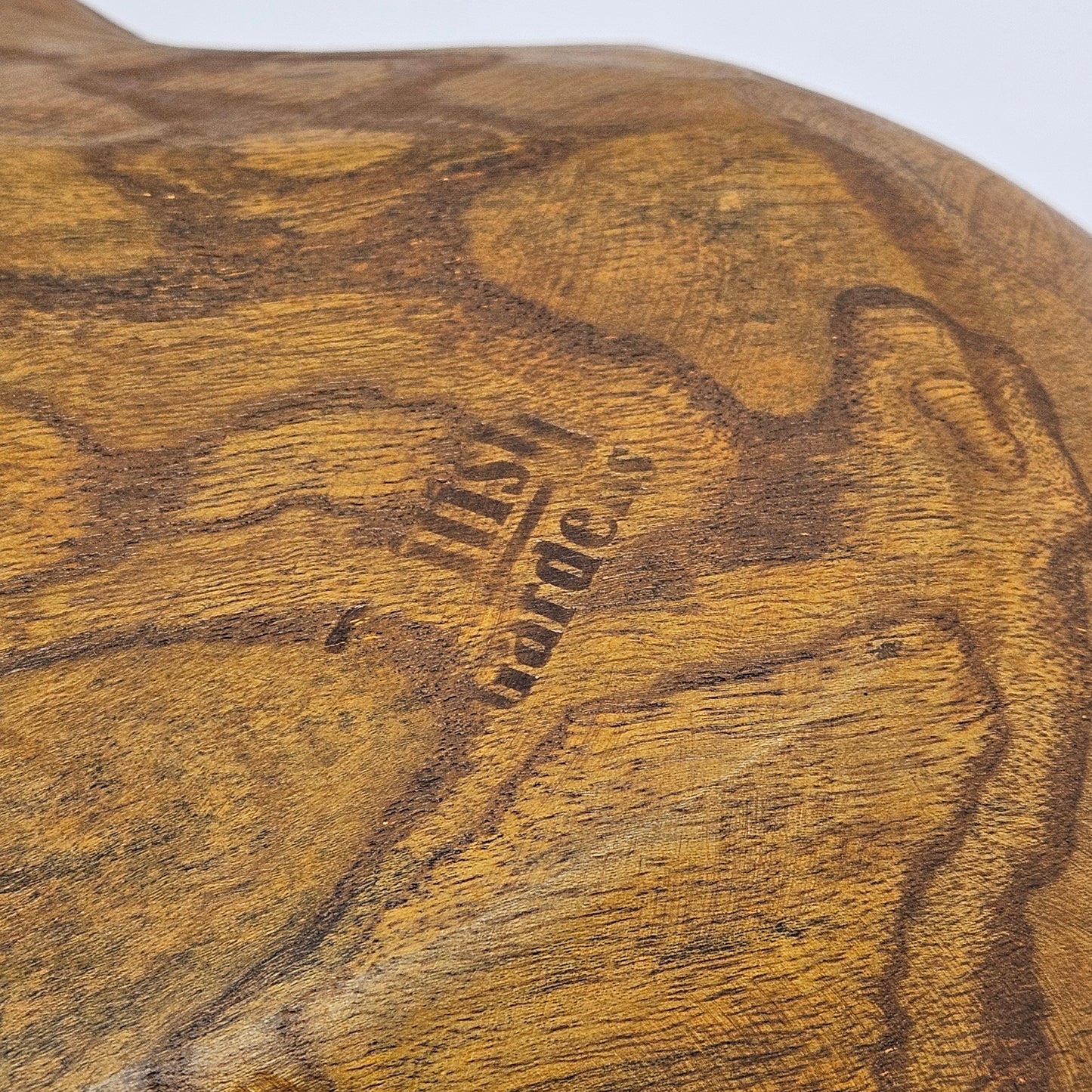 Vintage British Gardens teak bowl, 11 x 9 x 2 inch shallow bowl