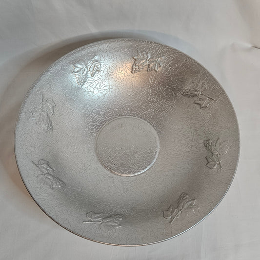 Vintage West Bend 14" aluminum serving bowl with grape cluster and leaf design