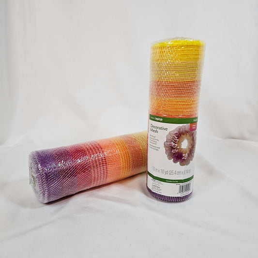 FloralCraft Decorative mesh 10 inch ribbon, Orange Ombre, 10 yards, 2 rolls