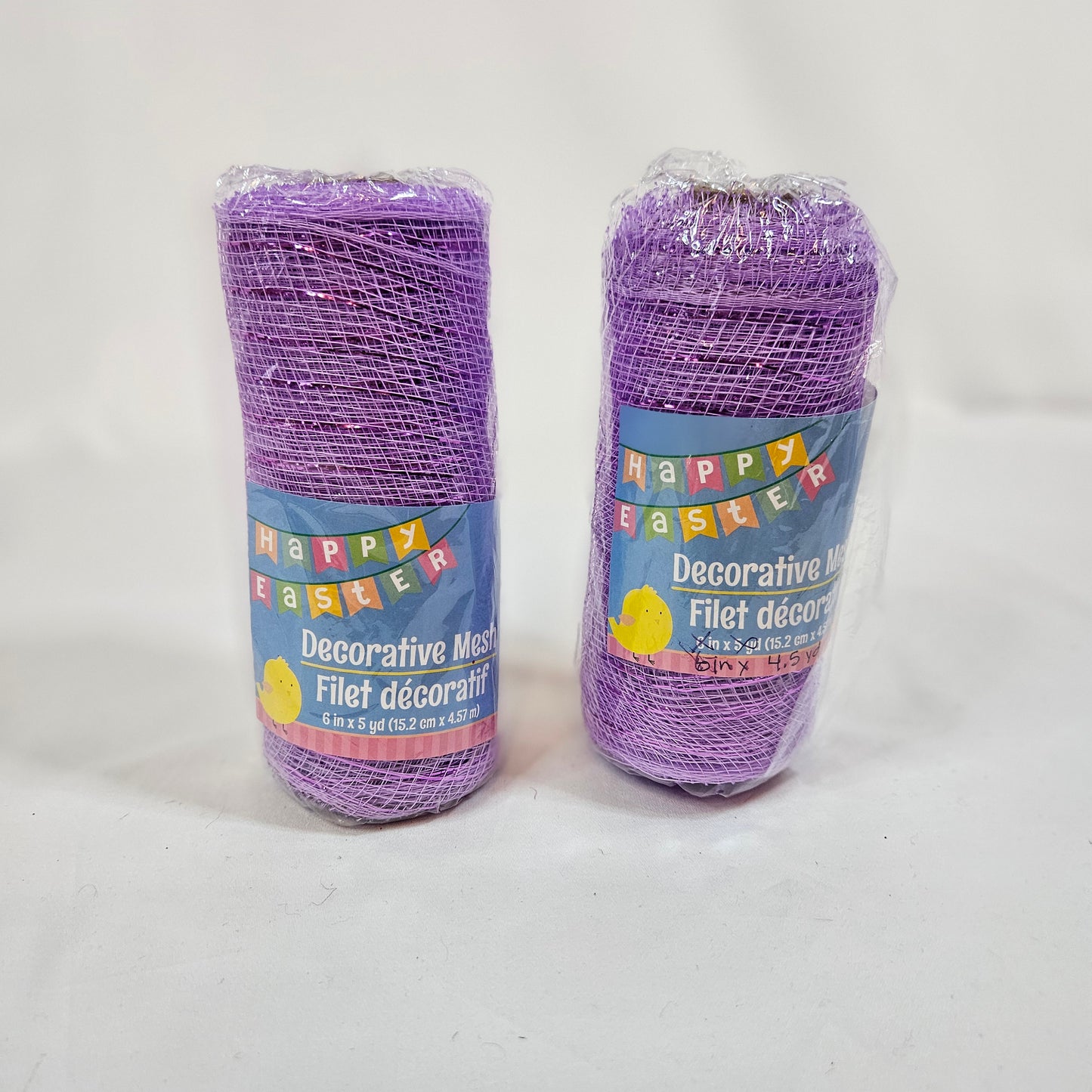 Purple decorative mesh 6 inch ribbon with metallic accent by Greenbrier Int'l, 2 rolls
