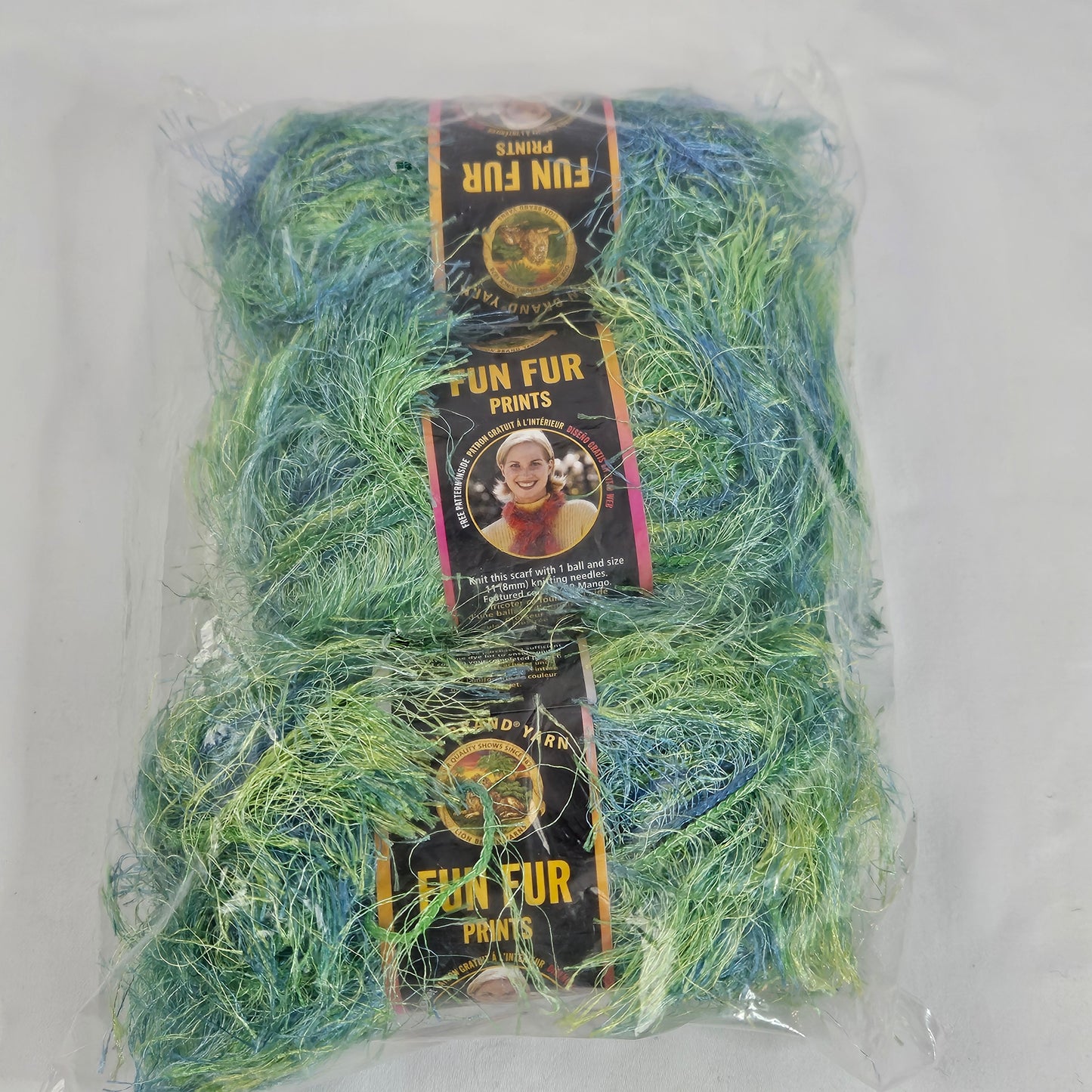Lion Brand Fun Fur Stripes, Citrus, 3 skeins, Polyester