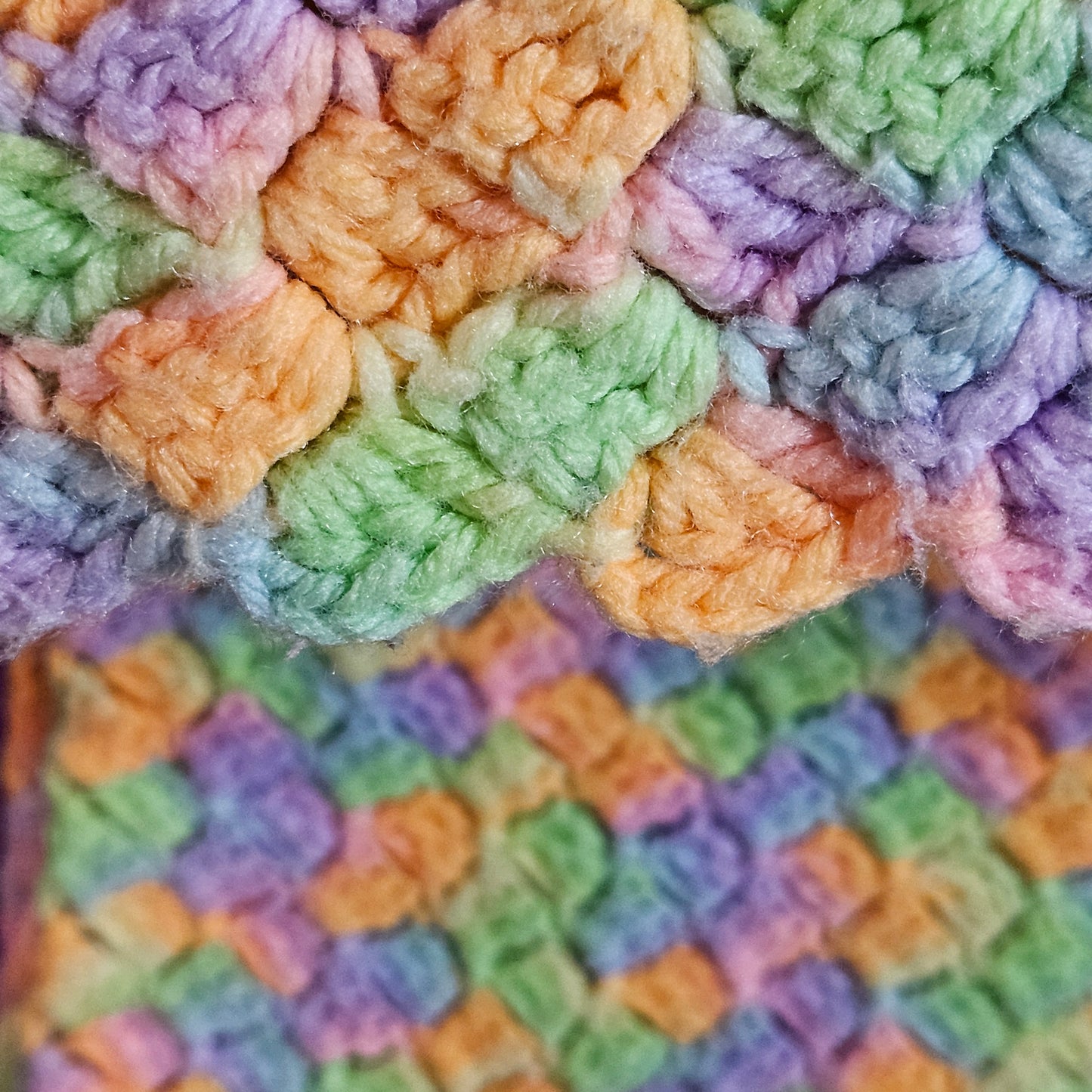 54" x 43" pastel crocheted blanket
