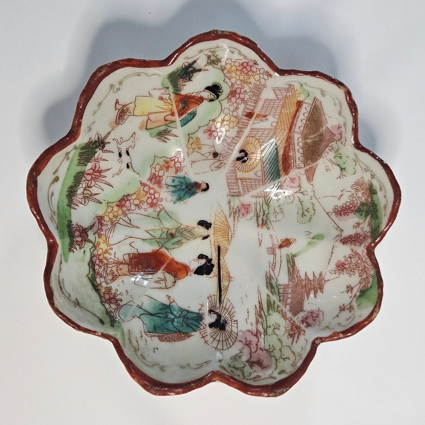 Geisha girl vintage porcelain hand painted plate