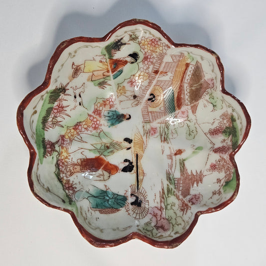 Geisha girl vintage porcelain hand painted plate